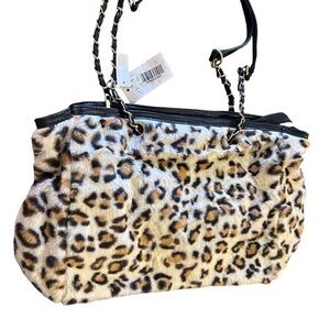 Leopard Print Faux Fur Shoulder Bag